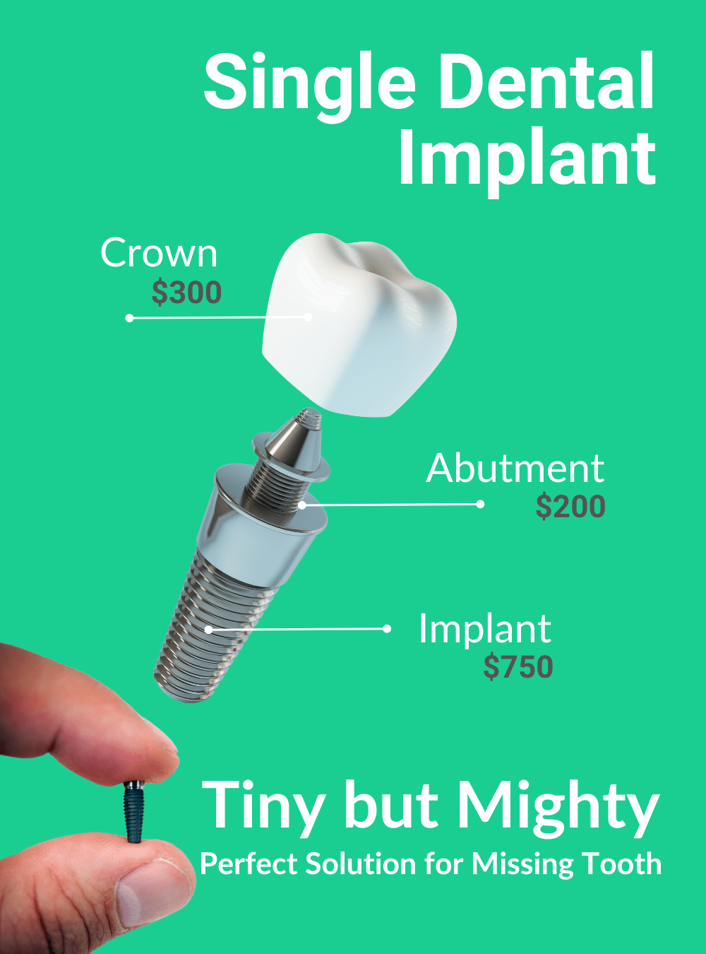 Dental implant with a green background.